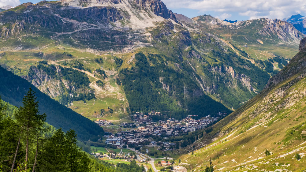 Blick ins Tal bei Val d'Isère
